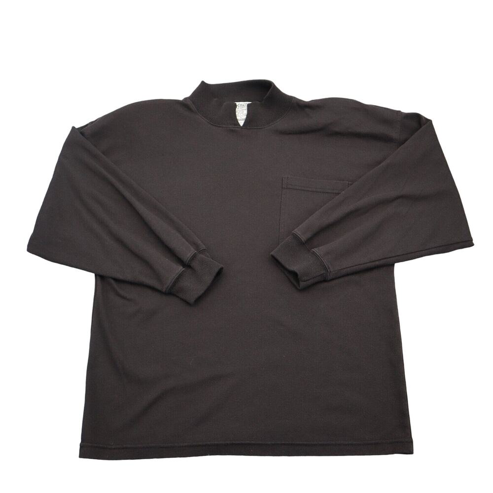 Partners Shirt Womens L Brown Long Sleeve Mock Neck Pockets Pullover T Shirt